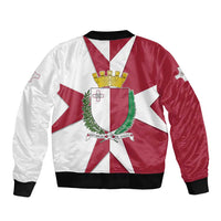 Malta Bomber Jacket with Red White Crossburst Design - Wonder Print Shop