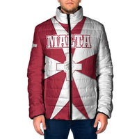 Malta Padded Jacket with Red White Crossburst Design - Wonder Print Shop