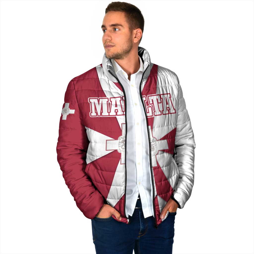 Malta Padded Jacket with Red White Crossburst Design - Wonder Print Shop