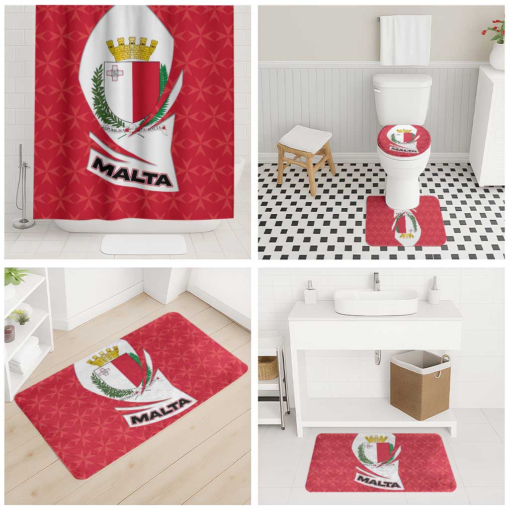 Malta Bathroom Set with Red White Swirl Design - Wonder Print Shop