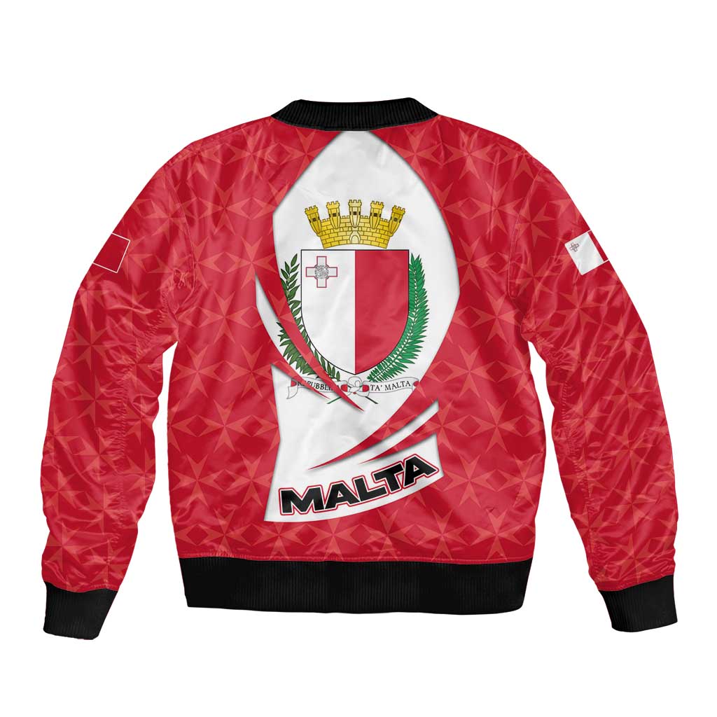 Malta Bomber Jacket with Red White Swirl Design - Wonder Print Shop