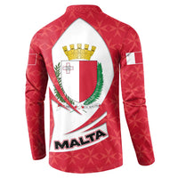 Malta Button Sweatshirt with Red White Swirl Design - Wonder Print Shop