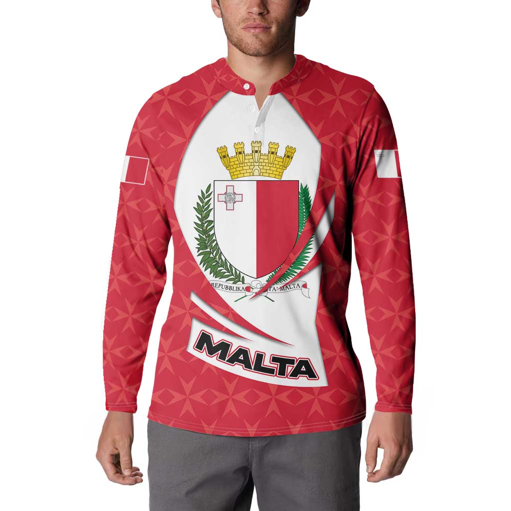 Malta Button Sweatshirt with Red White Swirl Design - Wonder Print Shop