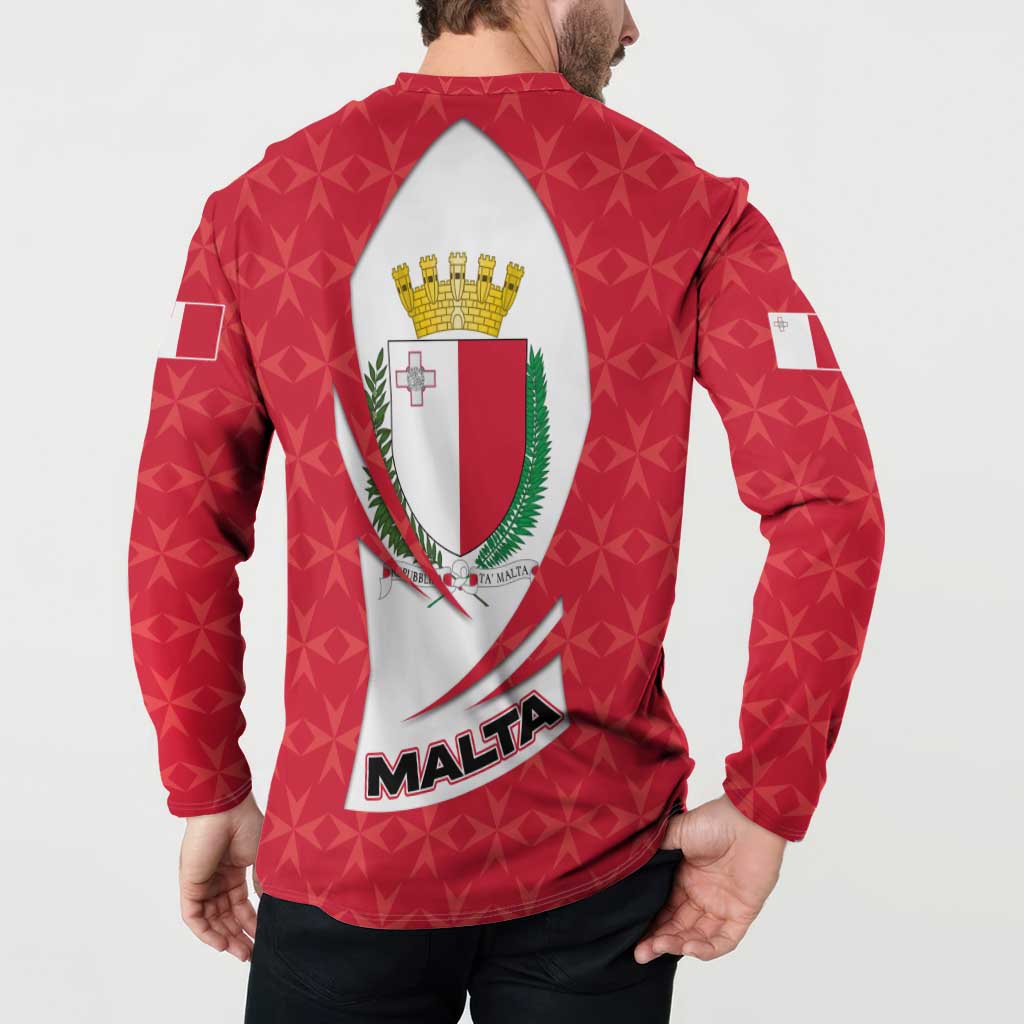 Malta Button Sweatshirt with Red White Swirl Design - Wonder Print Shop