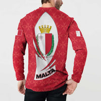 Malta Button Sweatshirt with Red White Swirl Design - Wonder Print Shop