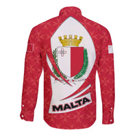 Malta Long Sleeve Button Shirt with Red White Swirl Design - Wonder Print Shop