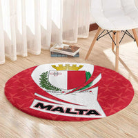 Malta Round Carpet with Red White Swirl Design - Wonder Print Shop