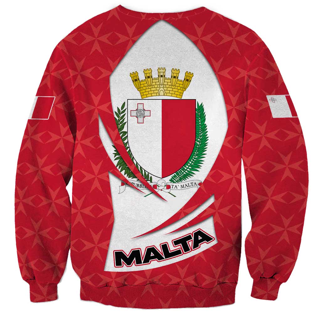 Malta Sweatshirt with Red White Swirl Design - Wonder Print Shop