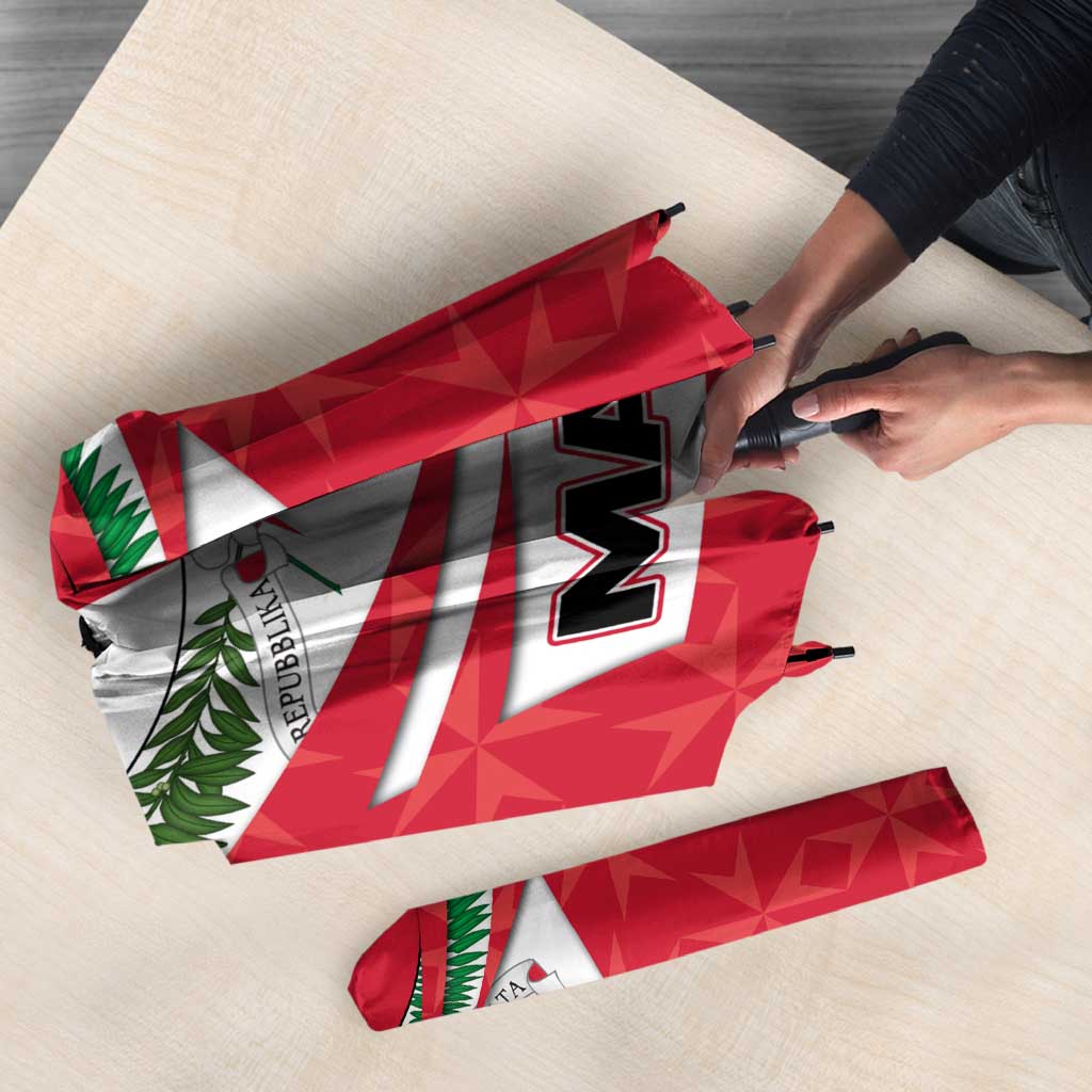 Malta Umbrella with Red White Swirl Design - Wonder Print Shop