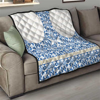 Malta Quilt with Blue White Tile Design and Maltese Cross Pattern - Wonder Print Shop
