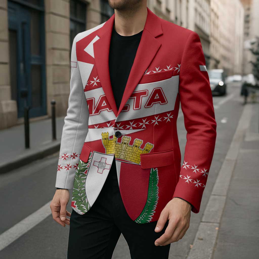Malta Blazer with Red White Starburst Design - Wonder Print Shop