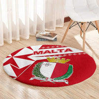 Malta Round Carpet with Red White Starburst Design - Wonder Print Shop
