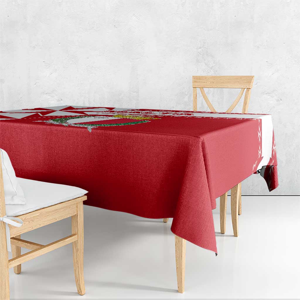 Malta Tablecloth with Red White Starburst Design - Wonder Print Shop