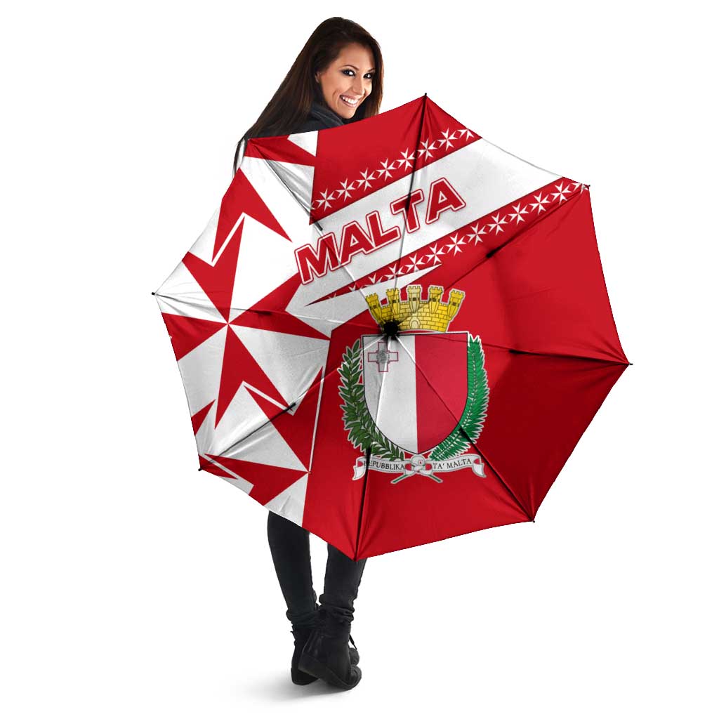 Malta Umbrella with Red White Starburst Design - Wonder Print Shop