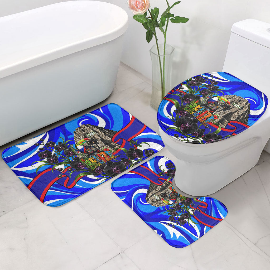 Belize Independence Day 1981 Bathroom Set Toucan Mayan Pyramid Black Orchid Patriotic