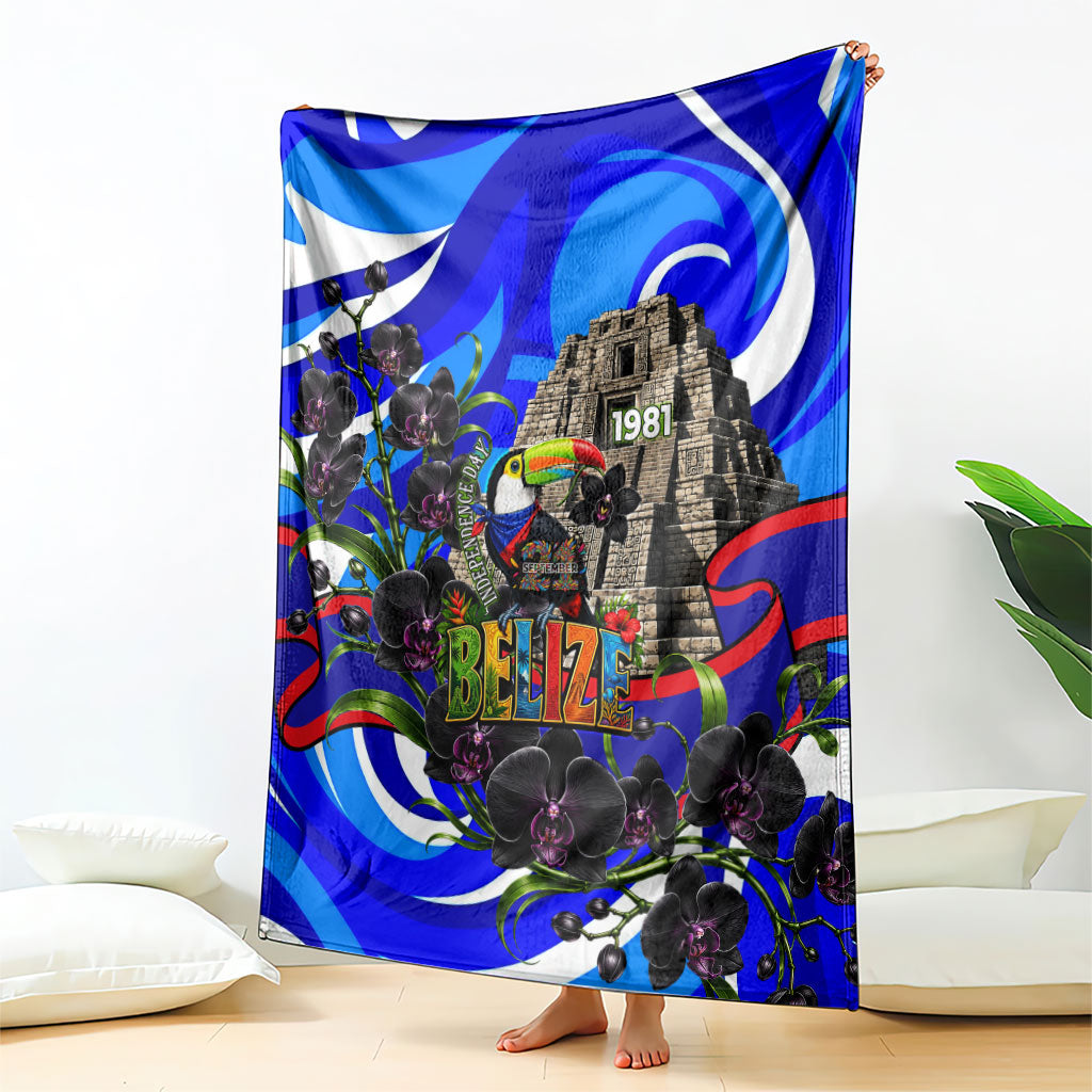 Belize Independence Day 1981 Blanket Toucan Mayan Pyramid Black Orchid Patriotic