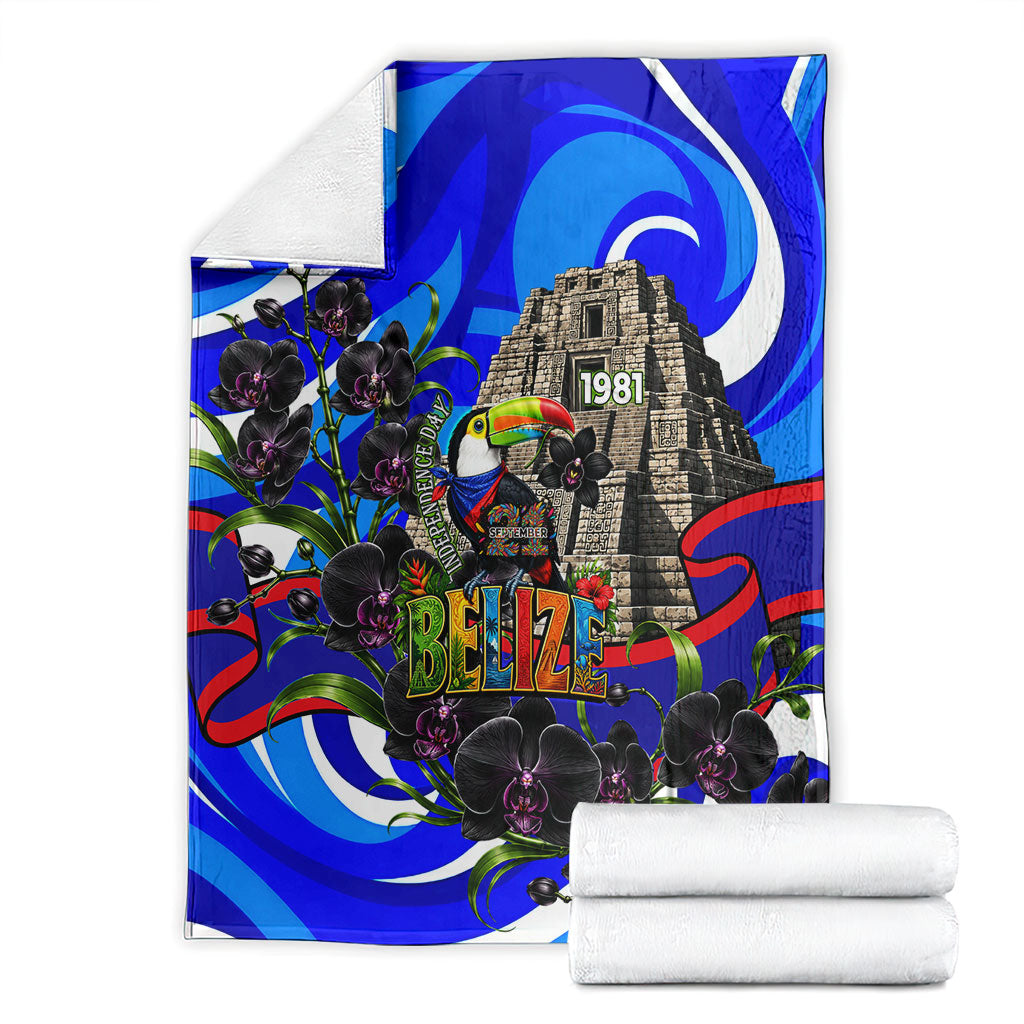 Belize Independence Day 1981 Blanket Toucan Mayan Pyramid Black Orchid Patriotic