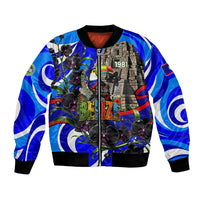 Belize Independence Day 1981 Bomber Jacket Toucan Mayan Pyramid Black Orchid Patriotic