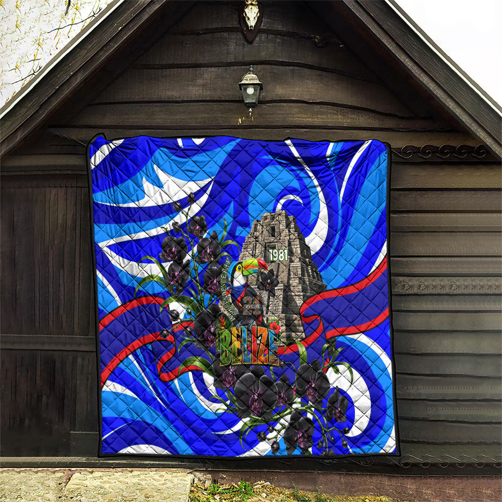 Belize Independence Day 1981 Quilt Toucan Mayan Pyramid Black Orchid Patriotic