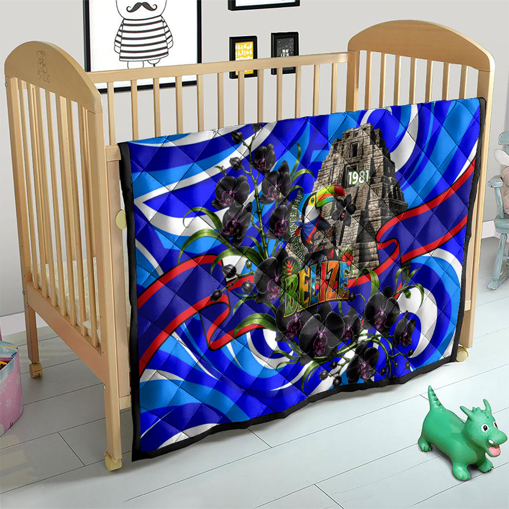 Belize Independence Day 1981 Quilt Toucan Mayan Pyramid Black Orchid Patriotic