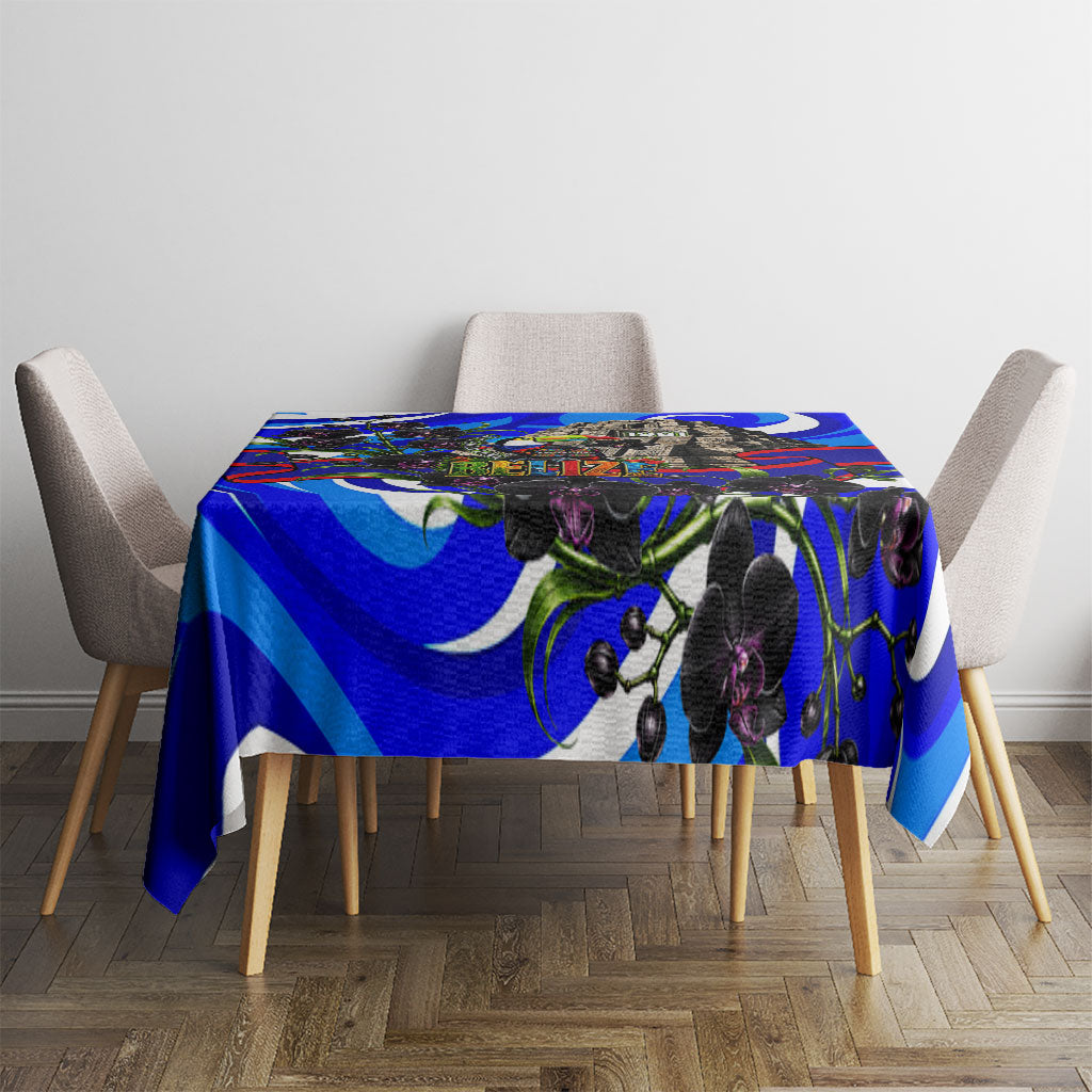 Belize Independence Day 1981 Tablecloth Toucan Mayan Pyramid Black Orchid Patriotic