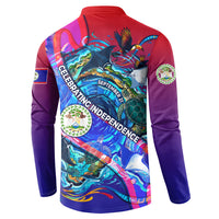 Belize Independence Day September 21 Button Sweatshirt Vibrant Tropical Sea Turtle Patriotic