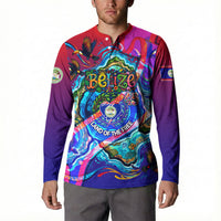 Belize Independence Day September 21 Button Sweatshirt Vibrant Tropical Sea Turtle Patriotic