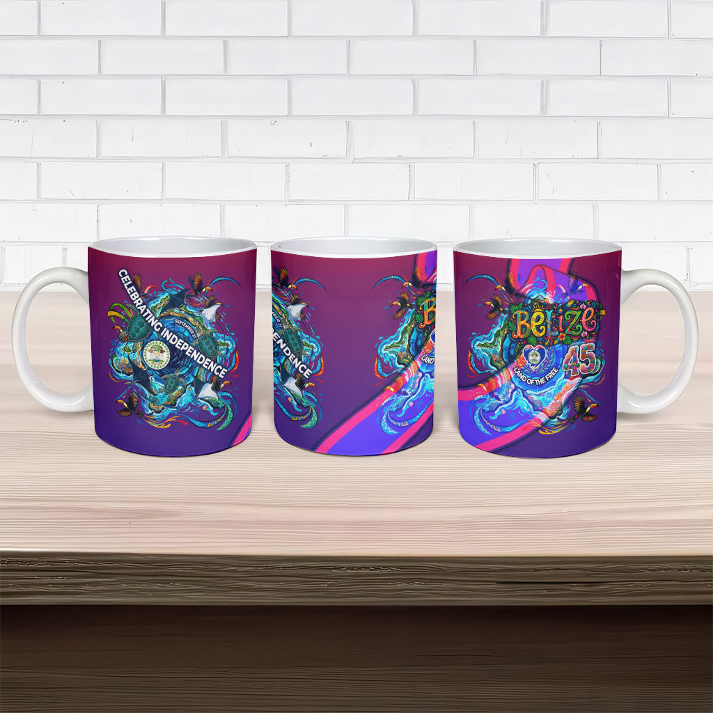 Belize Independence Day September 21 Ceramic Mug Vibrant Tropical Sea Turtle Patriotic