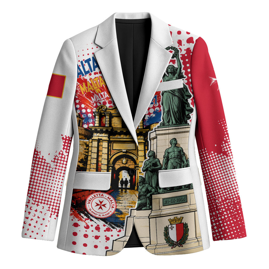 Malta Independence Day Blazer Maltese Flag Monument Coat Of Arms Halftone