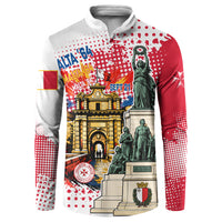 Malta Independence Day Button Sweatshirt Maltese Flag Monument Coat Of Arms Halftone