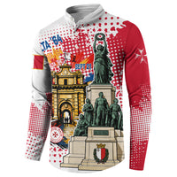 Malta Independence Day Button Sweatshirt Maltese Flag Monument Coat Of Arms Halftone