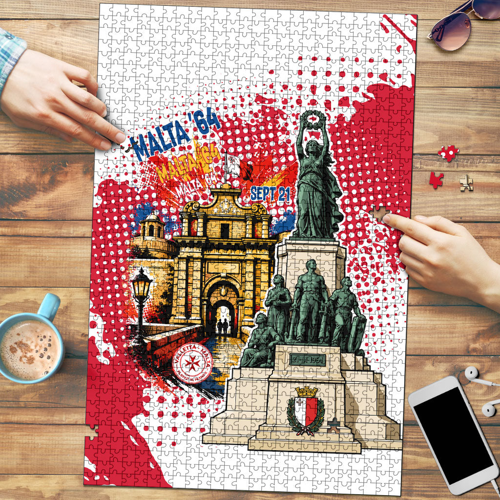 Malta Independence Day Puzzle Maltese Flag Monument Coat Of Arms Halftone