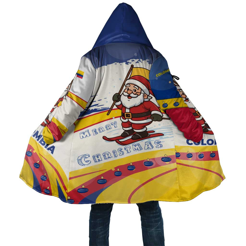 Colombia Christmas Cloak with Santa Skiing Colombian Flag and Holiday Ornament - Wonder Print Shop