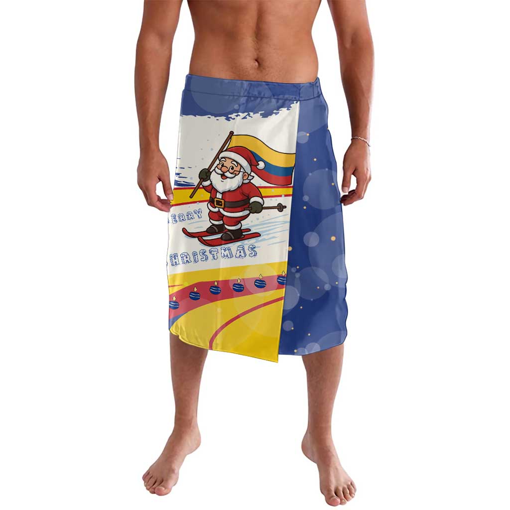 Colombia Christmas Lavalava with Santa Skiing Colombian Flag and Holiday Ornament - Wonder Print Shop