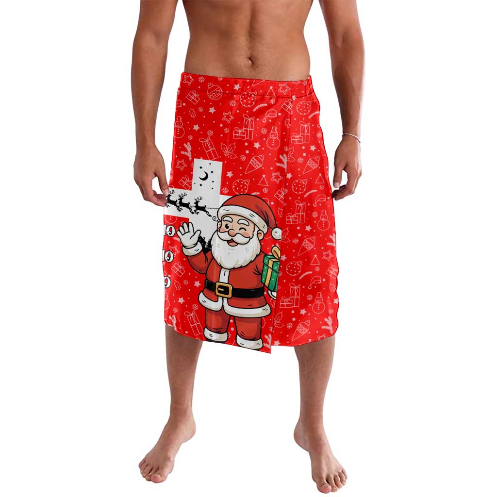 Switzerland Christmas Lavalava with Santa Sleigh Silhouette and Red Holiday Icon - Wonder Print Shop