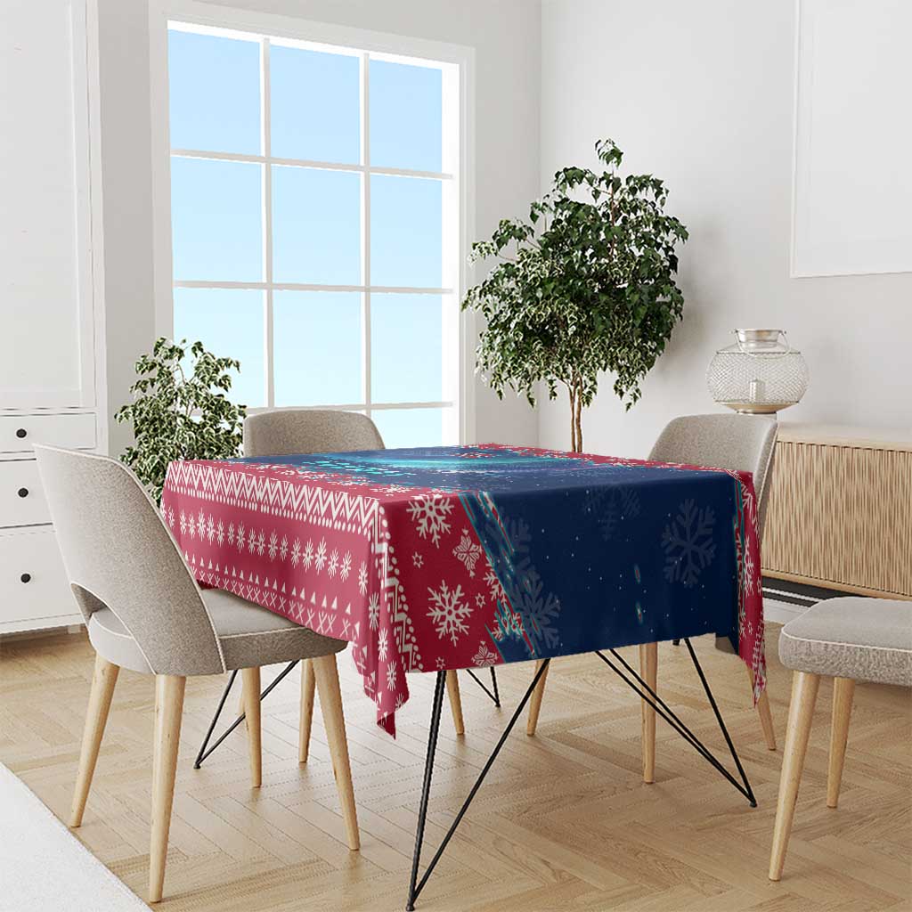 Norway Christmas Tablecloth with Northern Lights Snowflake Pattern and Nordic Forest - Wonder Print Shop