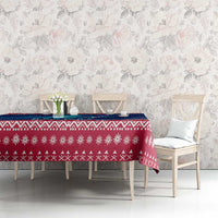 Norway Christmas Tablecloth with Northern Lights Snowflake Pattern and Nordic Forest - Wonder Print Shop