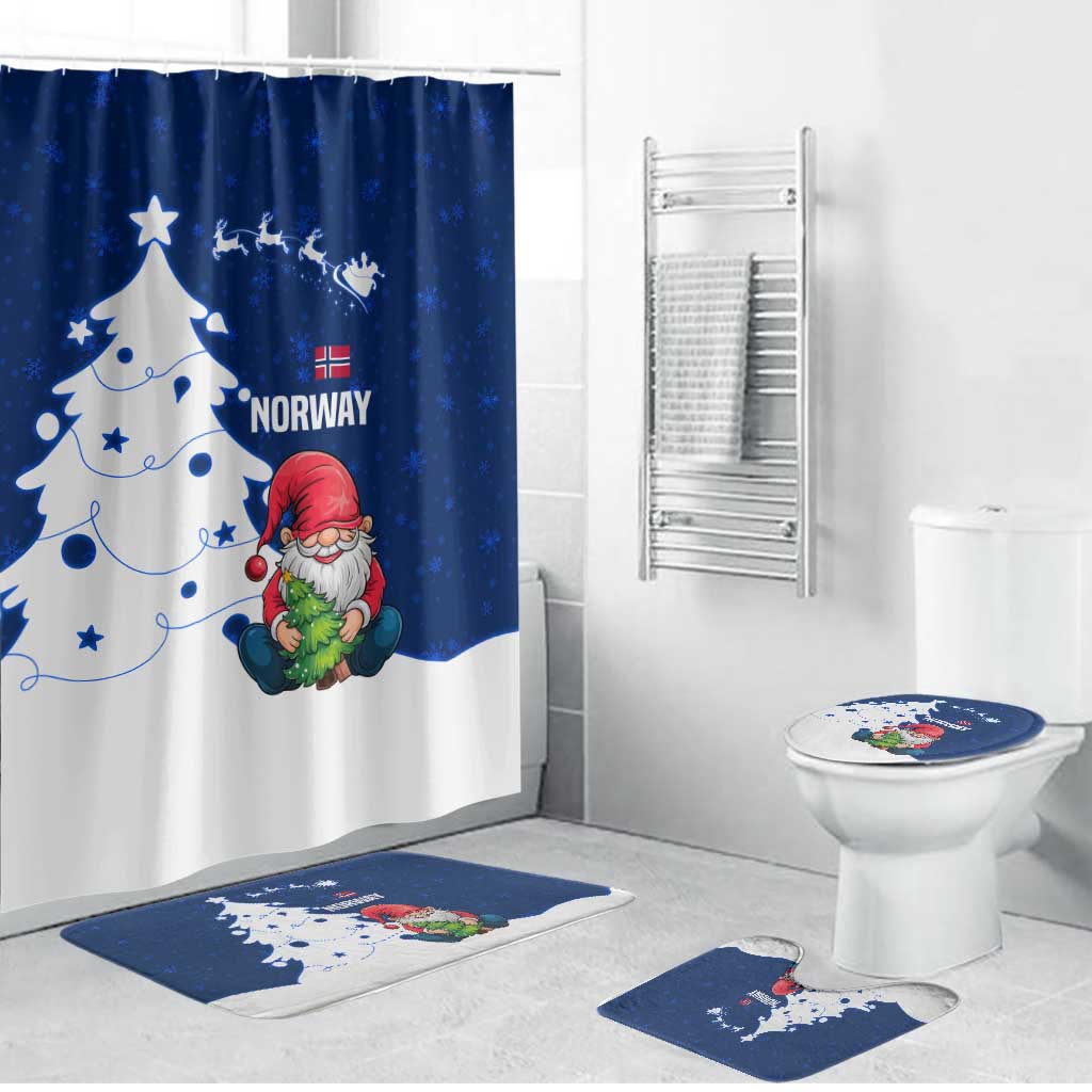 Norway Christmas Bathroom Set with Nordic Gnome Santa White Tree and Snowflake - Wonder Print Shop
