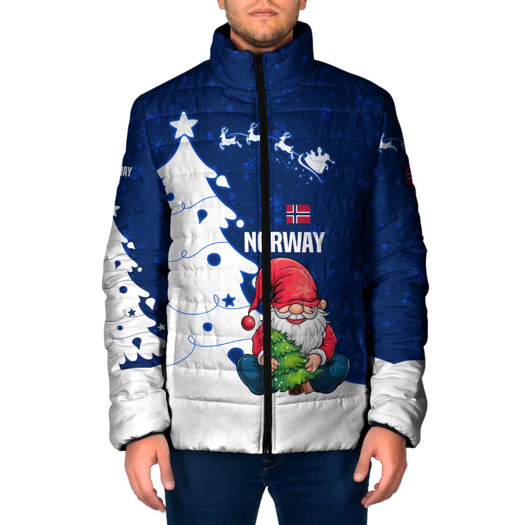 Norway Christmas Padded Jacket with Nordic Gnome Santa White Tree and Snowflake - Wonder Print Shop