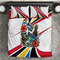 Antigua And Barbuda Independence Day Bedding Set Tropical Island Map Floral Sunburst