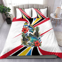 Antigua And Barbuda Independence Day Bedding Set Tropical Island Map Floral Sunburst