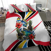 Antigua And Barbuda Independence Day Bedding Set Tropical Island Map Floral Sunburst