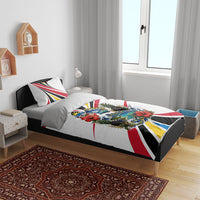 Antigua And Barbuda Independence Day Bedding Set Tropical Island Map Floral Sunburst