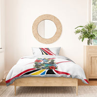 Antigua And Barbuda Independence Day Bedding Set Tropical Island Map Floral Sunburst