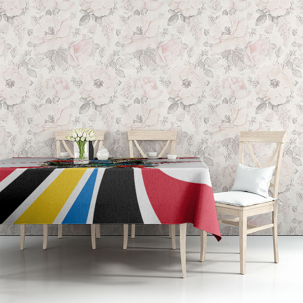 Antigua And Barbuda Independence Day Tablecloth Tropical Island Map Floral Sunburst
