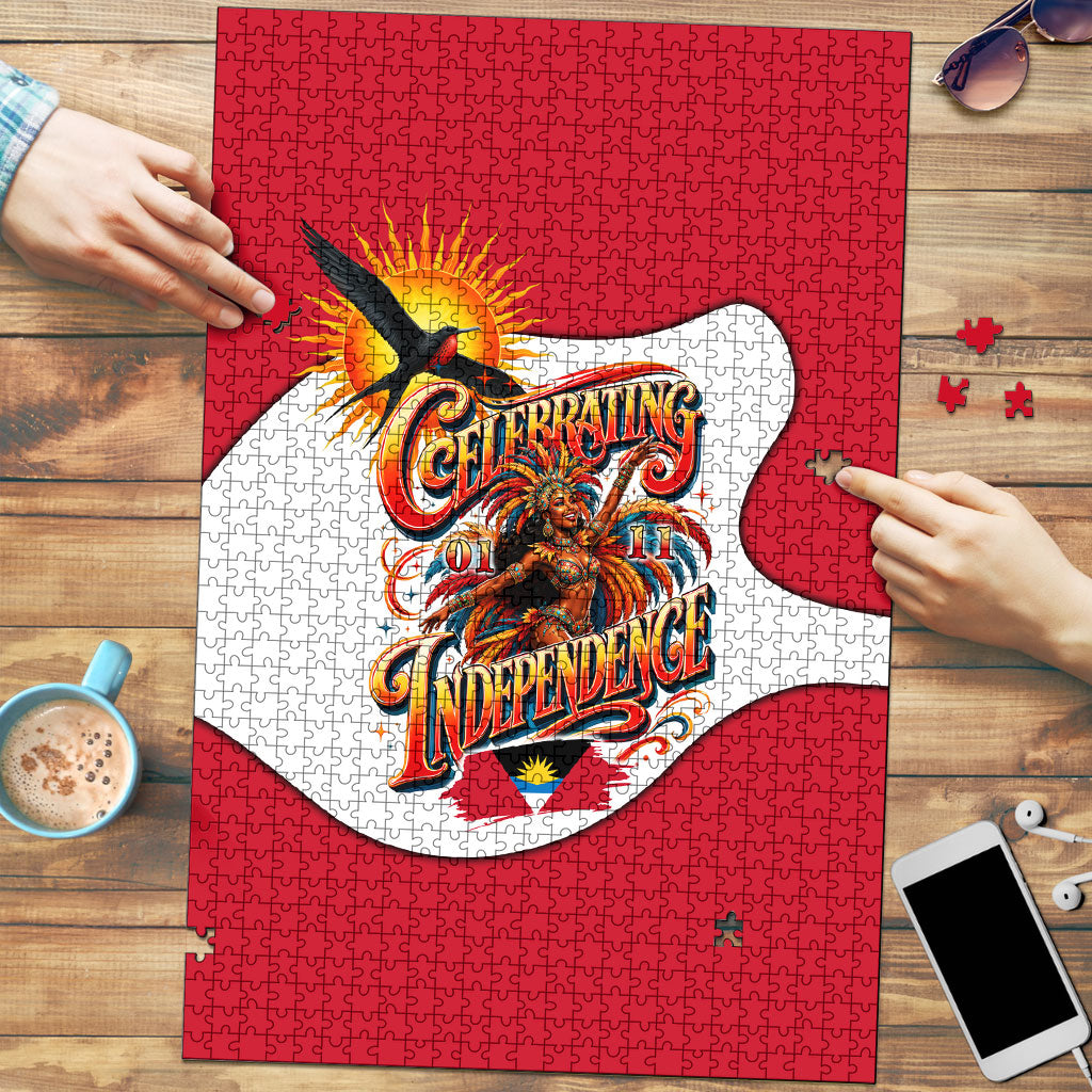 Antigua And Barbuda Independence Day Puzzle Carnival Woman Sunburst Flag