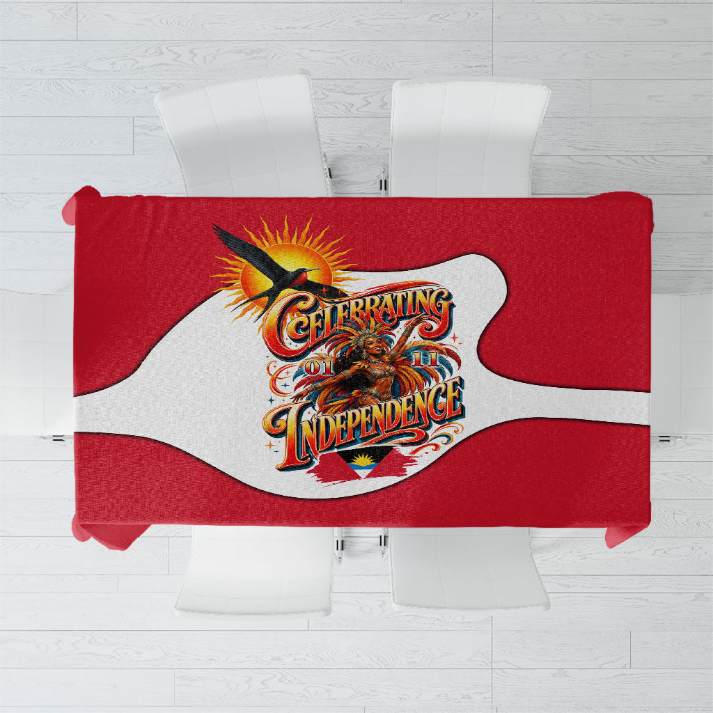 Antigua And Barbuda Independence Day Tablecloth Carnival Woman Sunburst Flag
