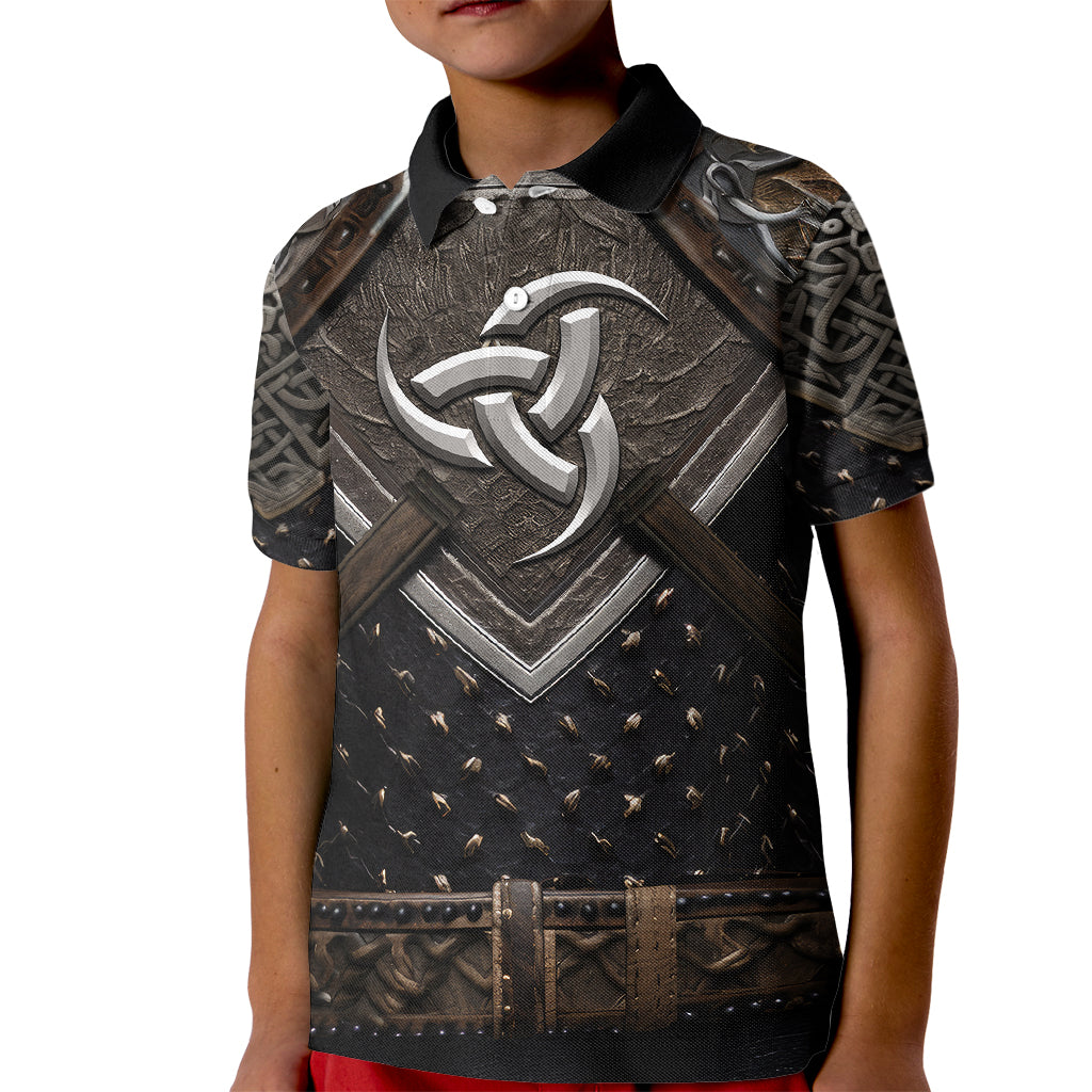 Legendary Viking Armor Kid Polo Shirt Triple Horn Saga - Wonder Print Shop