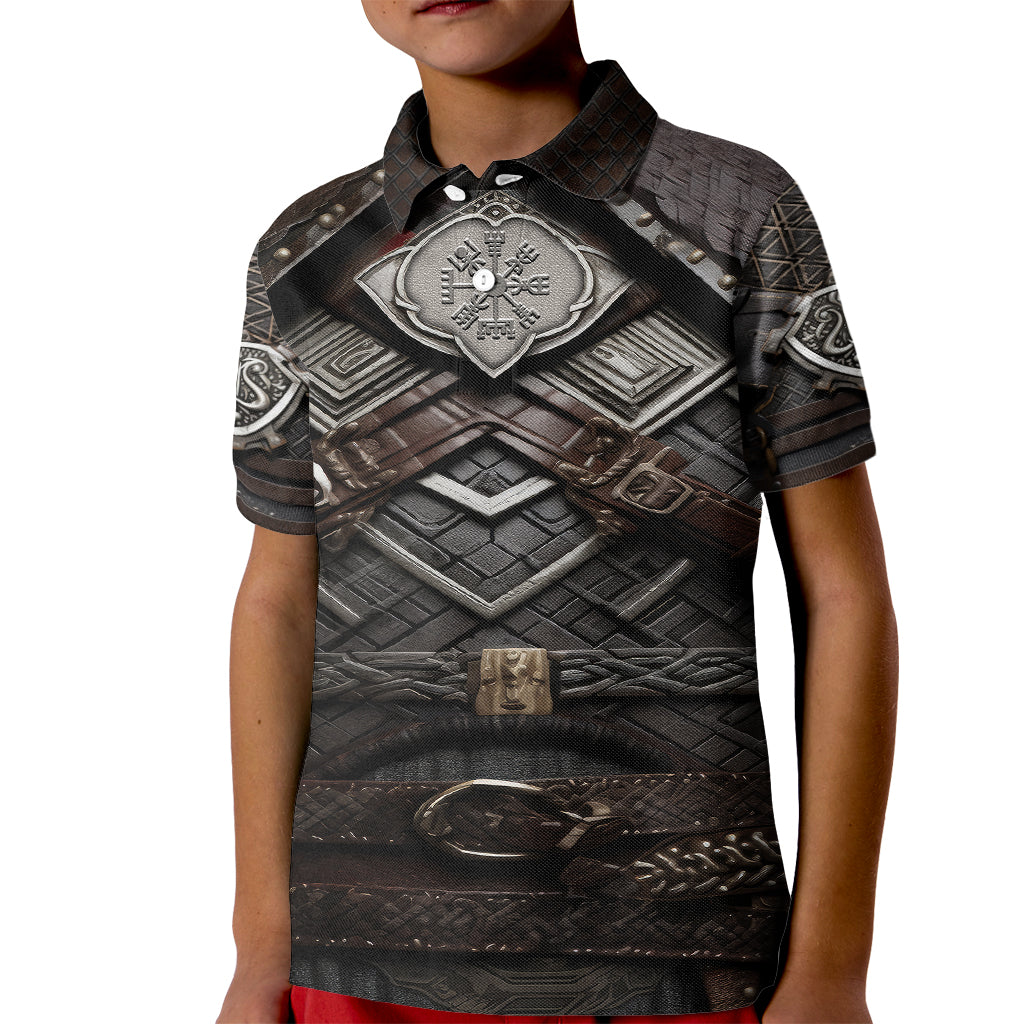 Viking Warrior Armor Kid Polo Shirt Fenrir Wolf Symbol - Wonder Print Shop