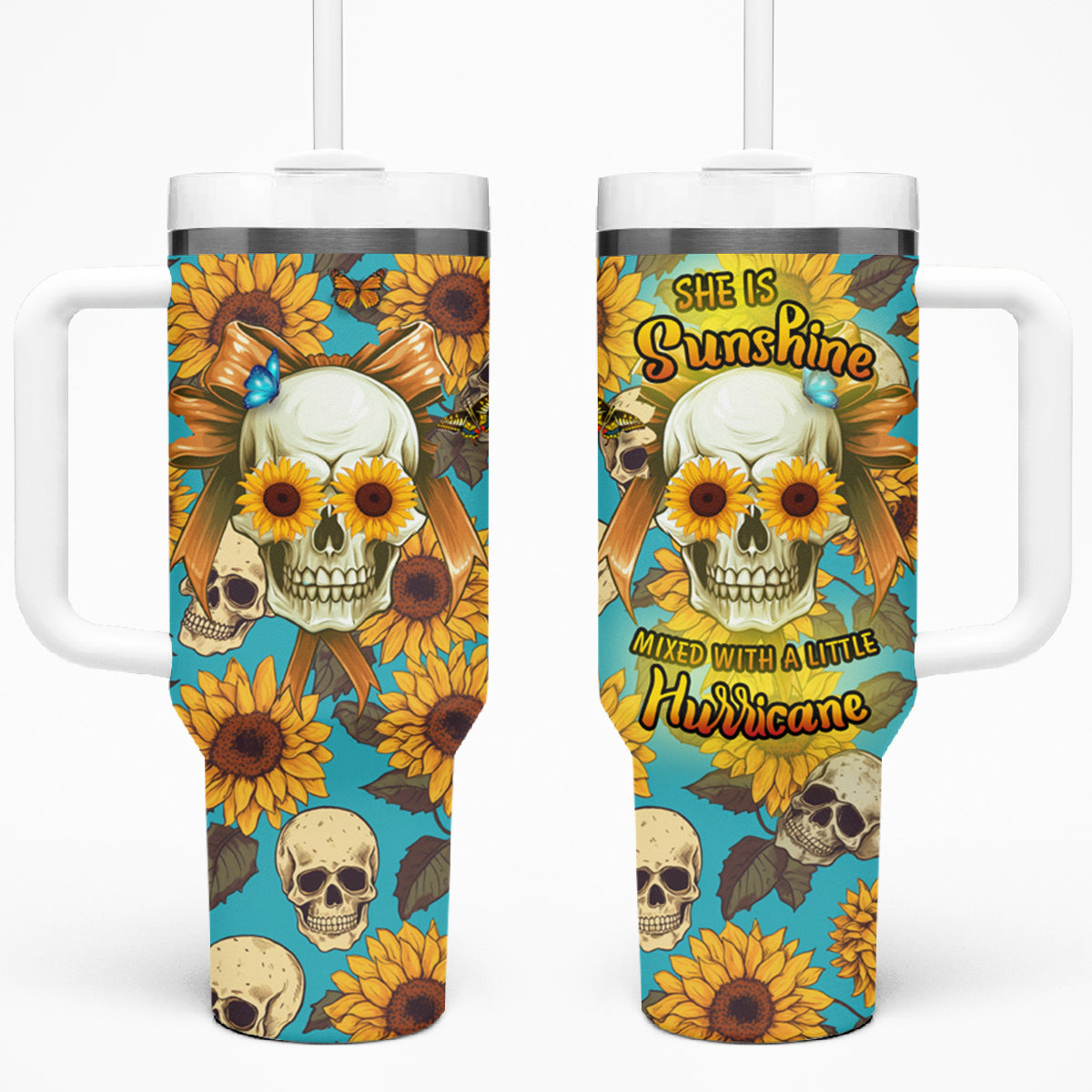 She Is Sunshine Mixed With A Little Hurricane Tumbler With Handle - Wonder Print Shop